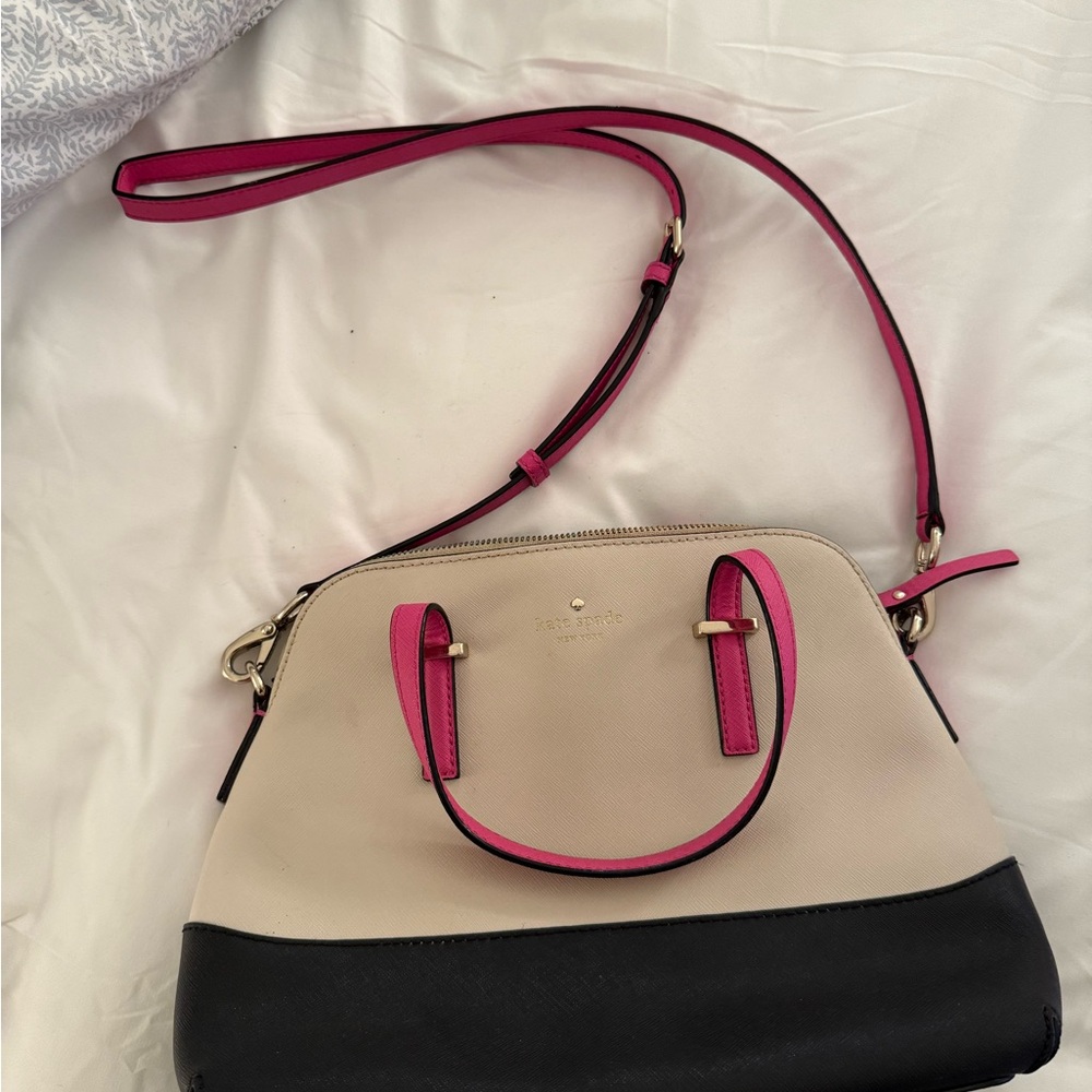 Kate Spade Black, Cream, and Pink Satchel